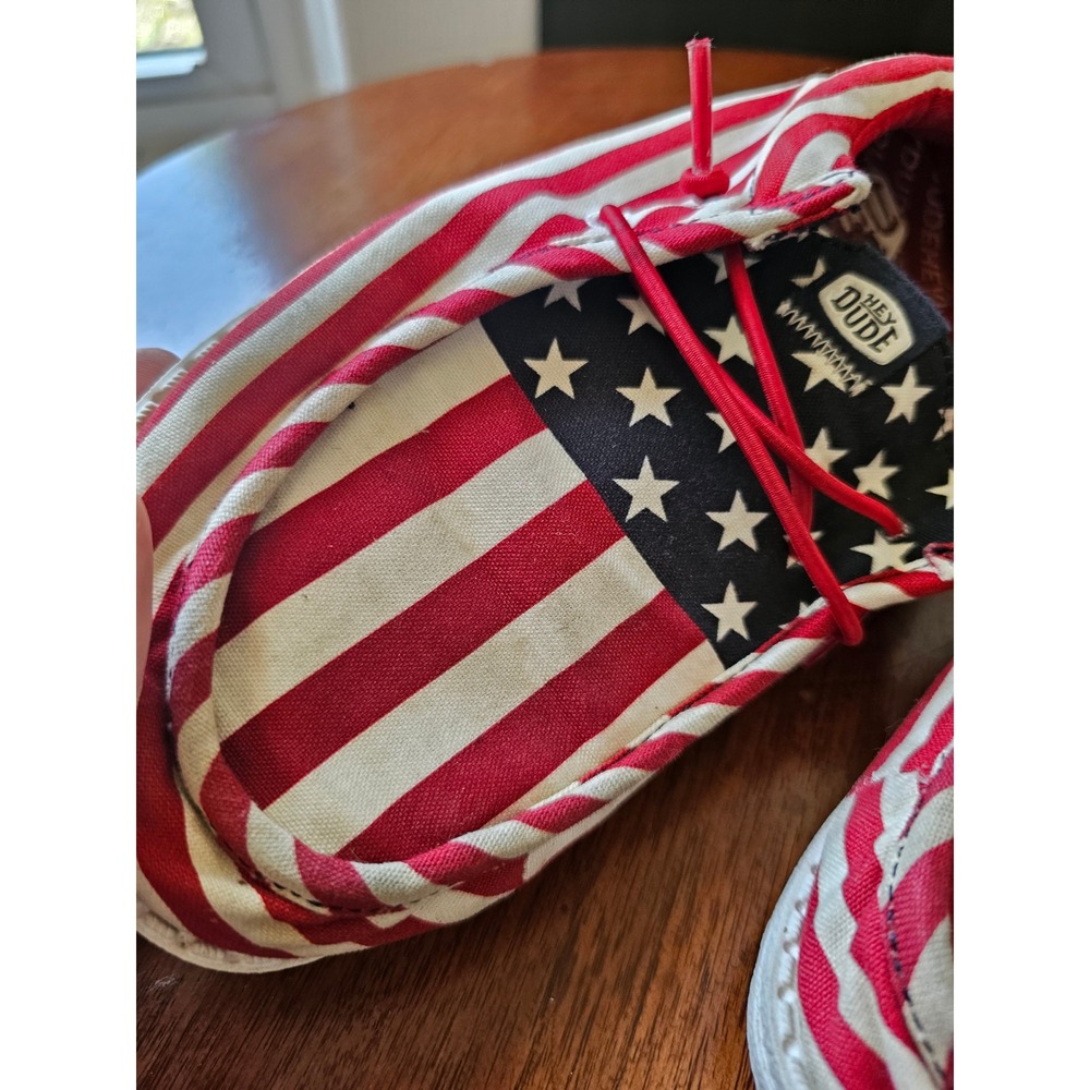 Hey Dude Wally Youth Americana American Flag Shoes Kids J5 Red White Blue 41164 - Picture 5 of 9